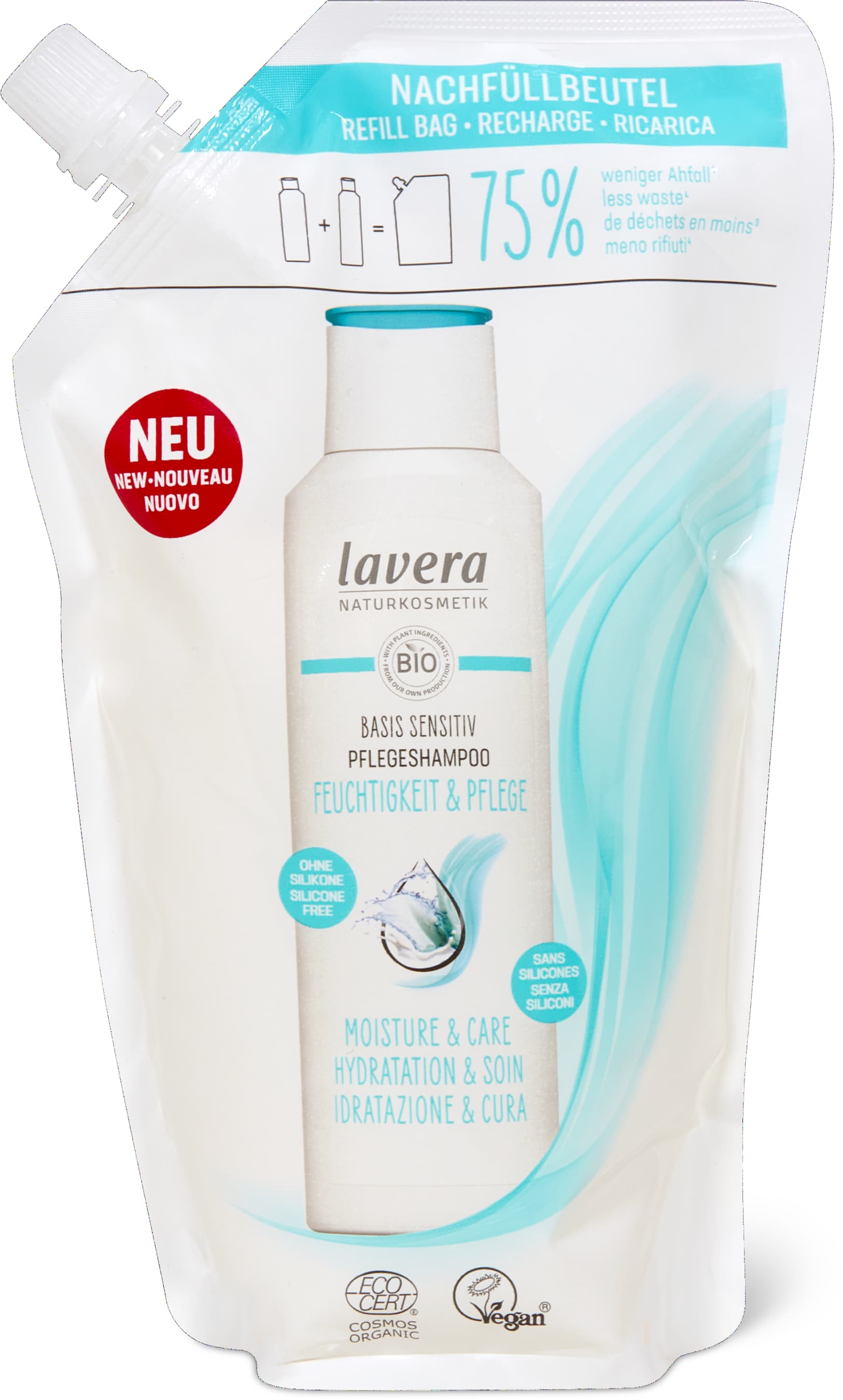 Basis sensitiv Feuchtigkeit & Pflege Shampoo normales & trockenes Haar, Refill, vegan